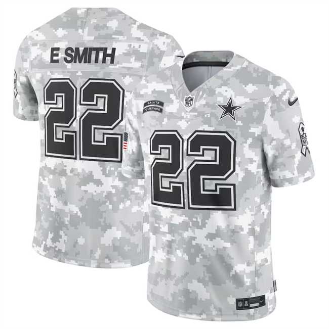 Mens Dallas Cowboys #22 Emmitt Smith 2024 Arctic Camo Salute To Service Limited Stitched Jersey Dyin